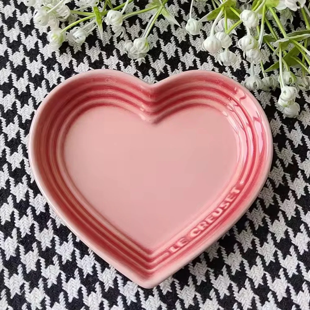 Le Creuset Stoneware Heart Shaped Trinket Dish Plate Tray Bowl